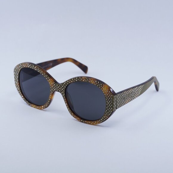 🕶️ New Celine CL4240IS 53A Sunglasses -Havana with Gold Studs Embellishment